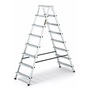 DRABEST HOME 2x8 lépcsős kétoldalon járható alumínium létra, fellépő, összecsukható