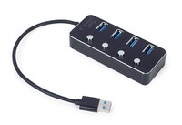 USB3 HUB 4 Port+kapcsoló port Gembird UHB-U3P4P-01 Black