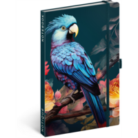 Keménytáblás notesz vonalas krémszínű lapokkal leszorító gumiszalaggal Parrot 130x210mm, Presco