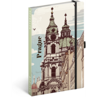 Keménytáblás notesz vonalas krémszínű lapokkal leszorító gumiszalaggal Prague 130x210mm, Presco