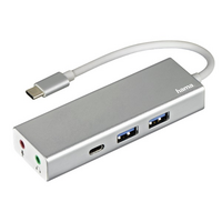 Hama 135758 ezüst USB 3.1 Type-C HUB (2x USB, 1x USB TYPE-C, 3,5MM JACK)