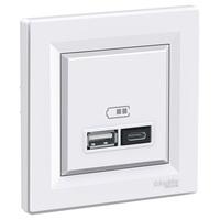 Schneider EPH2700321 ASFORA 2,4A/A+C/fehér dupla USB töltő Schneider EPH2700321 ASFORA 2,4A/A+C/fehér dupla USB töltő