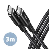 Axagon BUCM2-CM30AB 3m USB C fekete adat- és töltőkábel Axagon BUCM2-CM30AB 3m USB C fekete adat- és töltőkábel