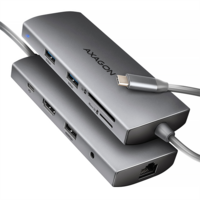 AXAGON HMC-8HLSA USB-C 3.2 Gen 1 3x USB-A + 4K/30Hz HDMI + SD/microSD GLAN Audio PD 100W hub