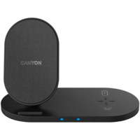 Canyon WS-202 2-in-1 15W univerzális vezeték nélküli töltő adapter fekete (Qi)