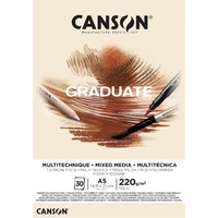 Canson Graduate Mixed Media A5, álló, 220 g/m2, ragasztott, natúr színű rajzpapírtömb