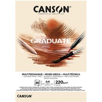 Canson Graduate Mixed Media A4, álló, 220 g/m2, ragasztott, natúr színű rajzpapírtömb