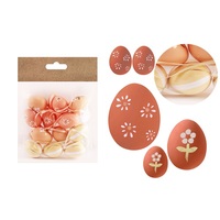 IRIS dekor műanyag tojás x12 narancs virágos/csíkos3x4cm IRIS dekor műanyag tojás x12 narancs virágos/csíkos3x4cm