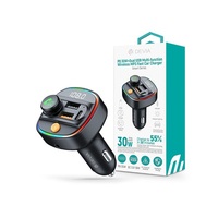 Devia ST112513 Smart Series autós gyorstöltő 30W PD+QC 2xUSB/AUX/MP3 fekete Bluetooth FM-transmitter Devia ST112513 Smart Series autós gyorstöltő 30W PD+QC 2xUSB/AUX/MP3 fekete Bluetooth FM-transmitter