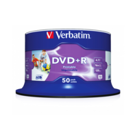 VERBATIM 43512 DVD+R 4,7GB/16x/nyomtatható felület/egyszer írható DVD 50db/csomag VERBATIM 43512 DVD+R 4,7GB/16x/nyomtatható felület/egyszer írható DVD 50db/csomag