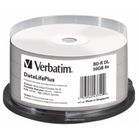 VERBATIM 43749 BD-R 50GB/kétrétegű/6x/nyomtatható felület/egyszer írható Blu-Ray 25db/csomag